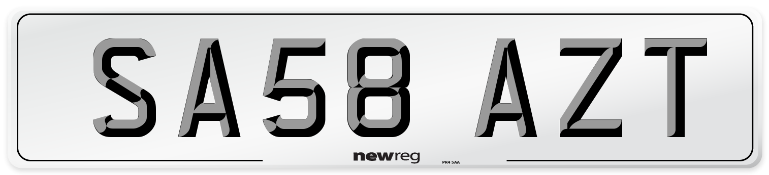 SA58 AZT Number Plate from New Reg